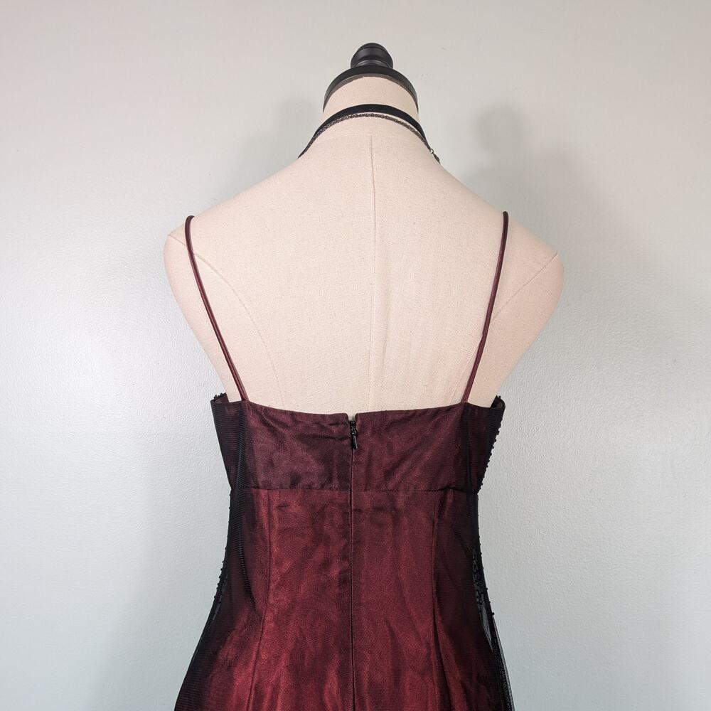 Vintage Morgan Prom Dress Maxi Gown 8 Red Black Babydoll Princess 90s Y2K Goth - Picture 8 of 14